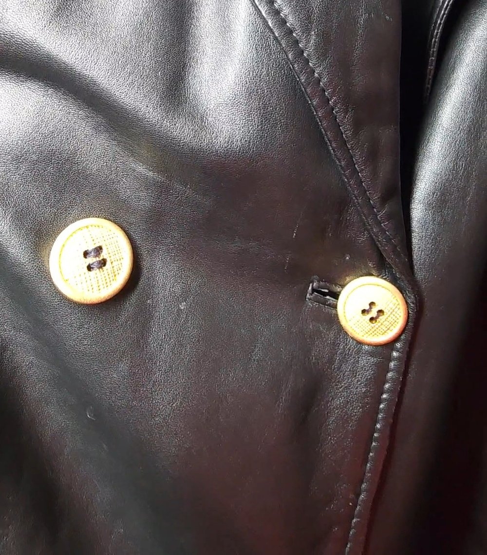 Image of 80s/90s Vintage Leather Double Breasted Leather Jacket / Men's Large