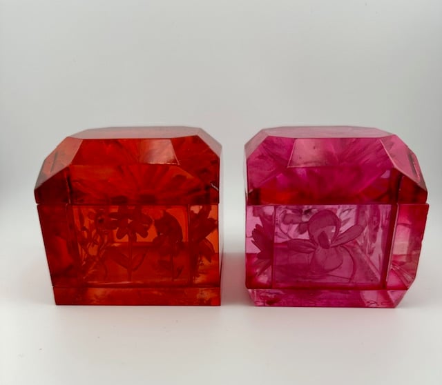 Image of  Mini Lucite Boxes (Garnet Red or Deep Pink)