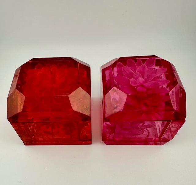 Image of  Mini Lucite Boxes (Garnet Red or Deep Pink)