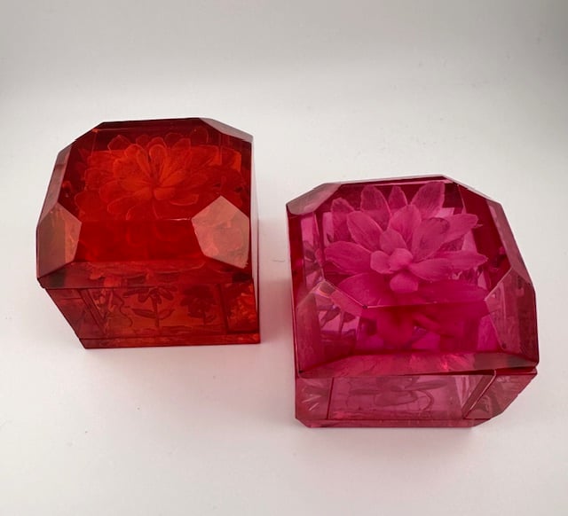 Image of  Mini Lucite Boxes (Garnet Red or Deep Pink)