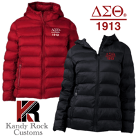 Image 1 of Lightweight Red  Hooded Delta Puffer Coat (Red or Black)  