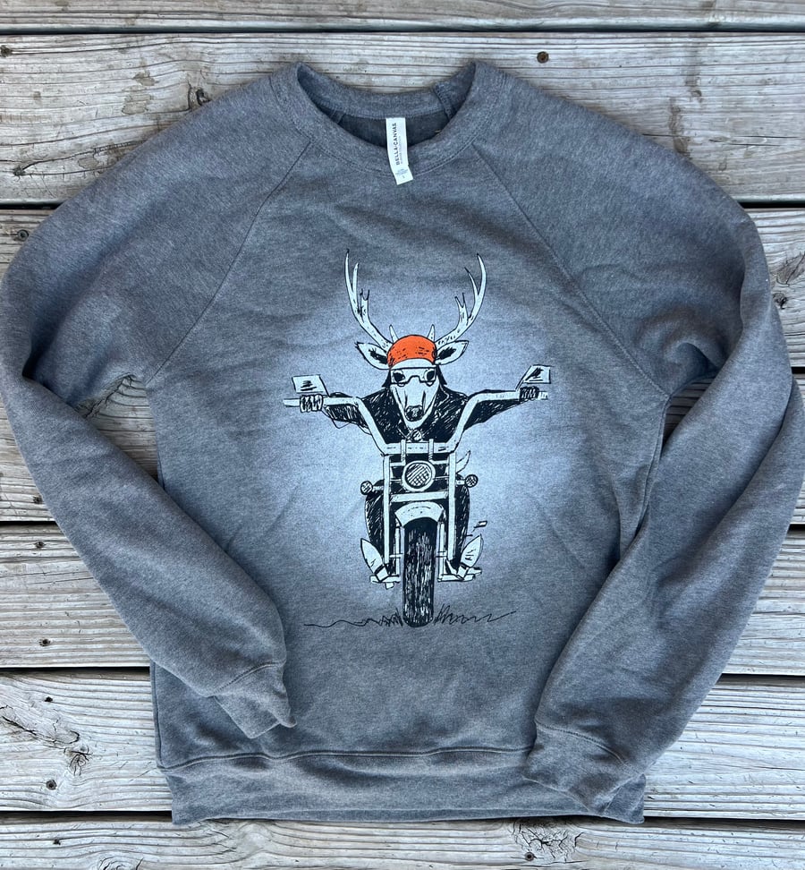 Image of Adult Buck on Bike Sweatshirt 