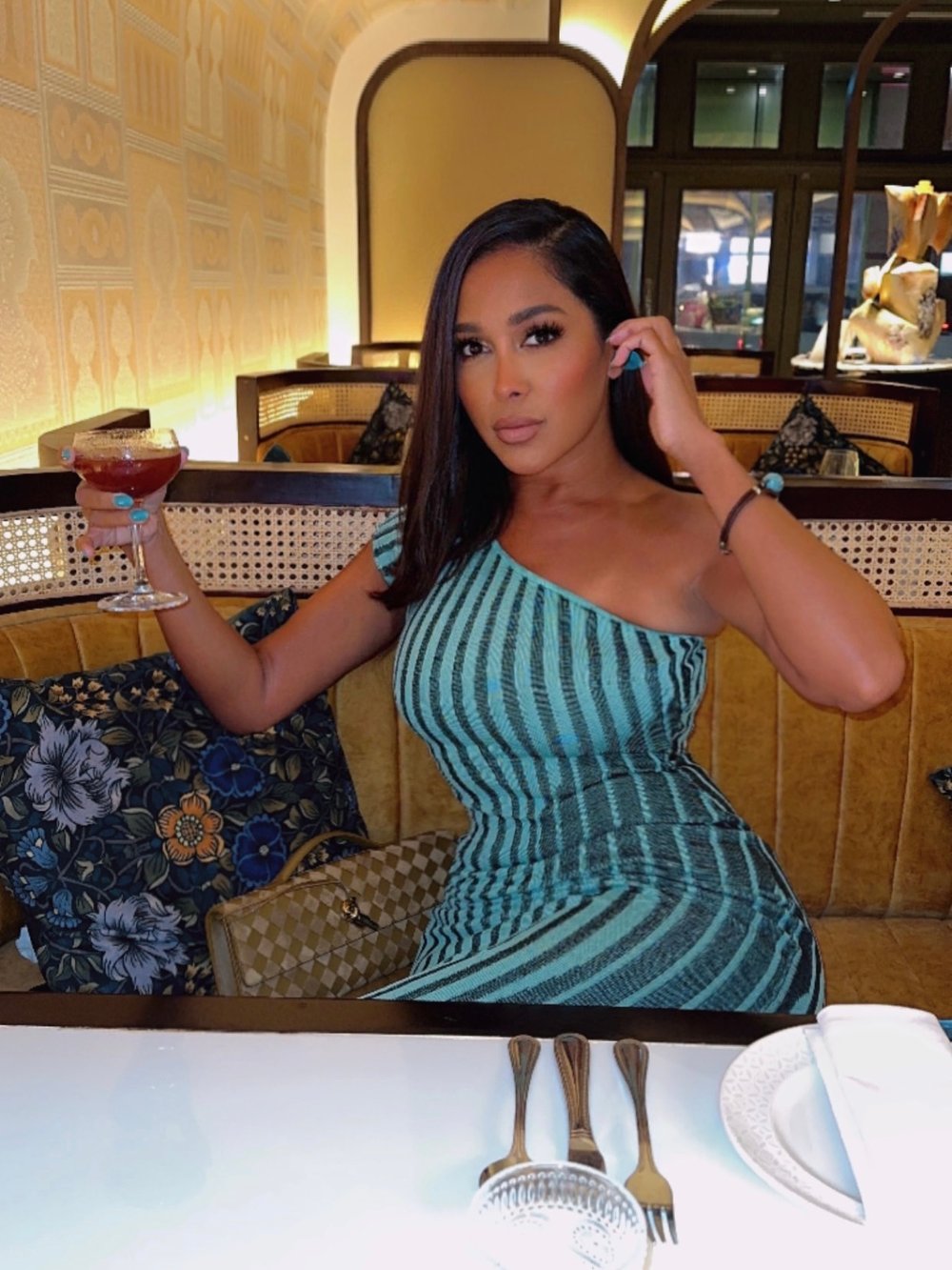 Image of MINT STRIPED RIBM KNIT MIDI DRESS (XS)