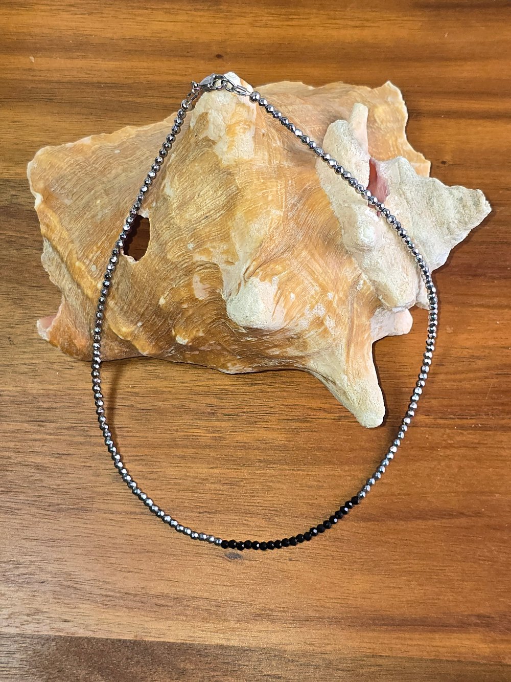 Image of Hemetite minimalist beaded necklace