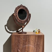 Image 3 of Handcrafted 1:6 Scale Walnut Ornate Mirror – Perfect for Blythe