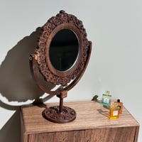 Image 4 of Handcrafted 1:6 Scale Walnut Ornate Mirror – Perfect for Blythe