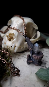 Image 1 of Cat Vertebra Bone and Quartz Crystal Pendant