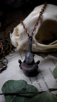 Image 4 of Cat Vertebra Bone and Quartz Crystal Pendant