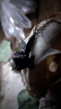 Image 5 of Cat Vertebra Bone and Quartz Crystal Pendant