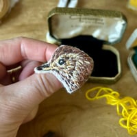 Image 1 of Thrush Bird Hand Embroidered Brooch