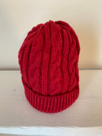 Image 5 of Alpaca Beanie - Red Cable £60.00