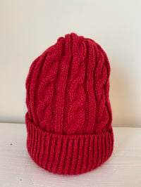 Image 2 of Alpaca Beanie - Red Cable £60.00