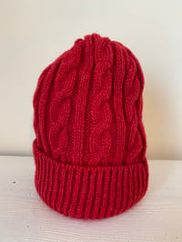 Image 3 of Alpaca Beanie - Red Cable £60.00