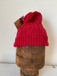 Image 7 of Alpaca Beanie - Red Cable £60.00