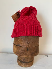 Image 8 of Alpaca Beanie - Red Cable £60.00