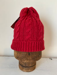 Image 9 of Alpaca Beanie - Red Cable £60.00