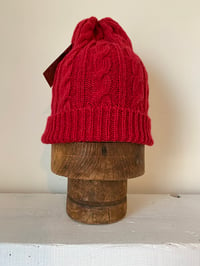 Image 10 of Alpaca Beanie - Red Cable £60.00