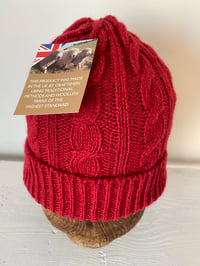 Image 11 of Alpaca Beanie - Red Cable £60.00