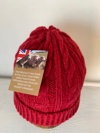 Image 4 of Alpaca Beanie - Red Cable £60.00