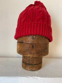 Image 12 of Alpaca Beanie - Red Cable £60.00