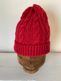 Image 13 of Alpaca Beanie - Red Cable £60.00