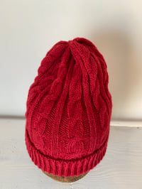 Image 14 of Alpaca Beanie - Red Cable £60.00