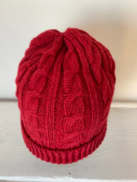 Image 15 of Alpaca Beanie - Red Cable £60.00