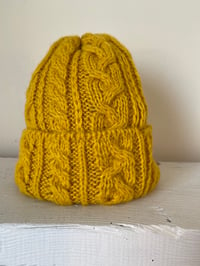 Image 3 of Alpaca Beanie - Yellow Cable £60.00