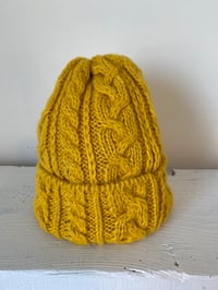 Image 4 of Alpaca Beanie - Yellow Cable £60.00