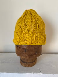 Image 8 of Alpaca Beanie - Yellow Cable £60.00