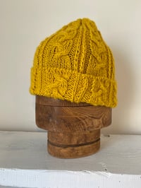 Image 9 of Alpaca Beanie - Yellow Cable £60.00