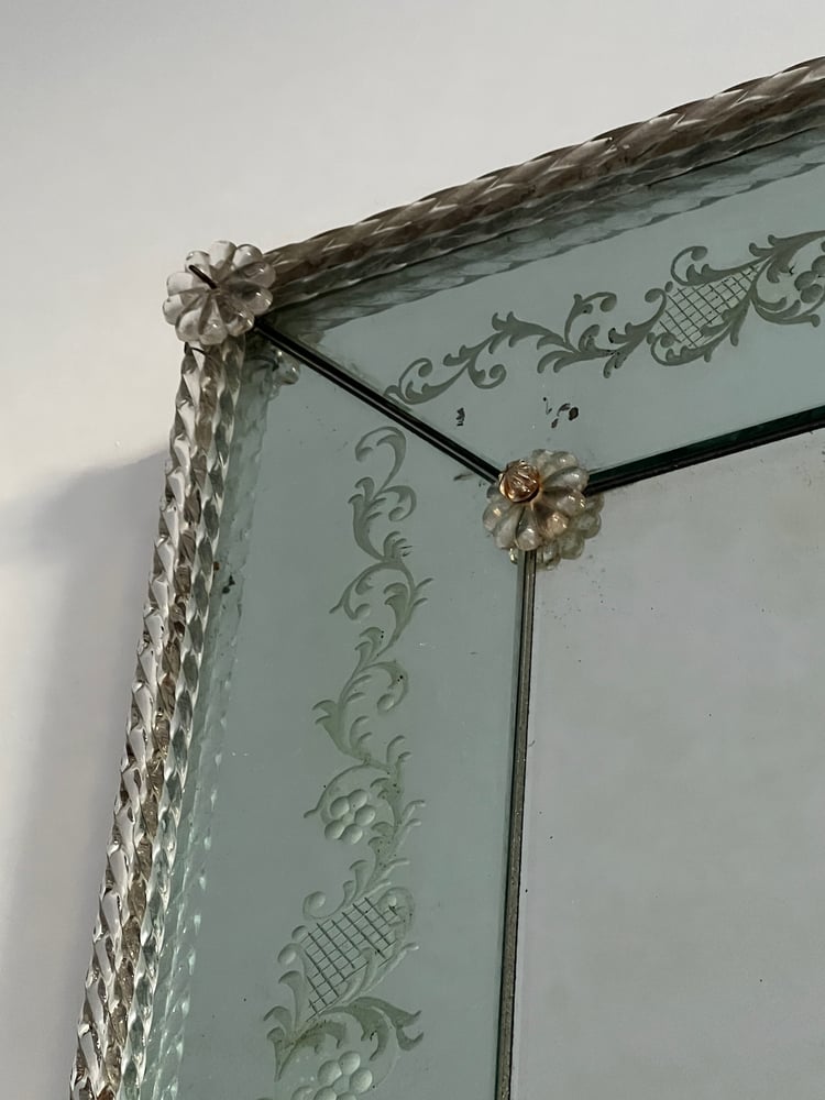 Image of Venetian-Style Mirror with Pale Blue Frame