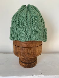 Image 4 of Beanie - Turquoise Green Cable £58.00