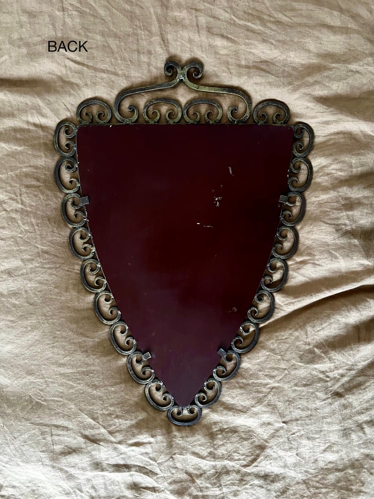 Image of Wall Mirror in Wrought Iron Frame with Gold Painted Finish, Italy