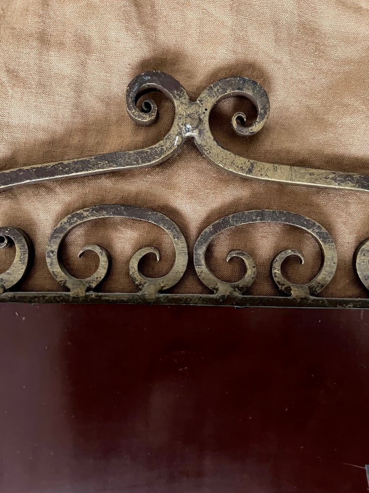 Image of Wall Mirror in Wrought Iron Frame with Gold Painted Finish, Italy