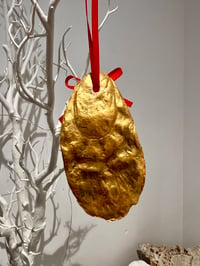 Image 3 of Hanging oyster shell decoration red robin & holly