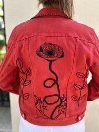 Image 2 of Red jacket with black flowers
