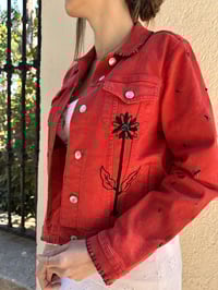 Image 4 of Red jacket with black flowers