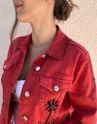 Image 5 of Red jacket with black flowers