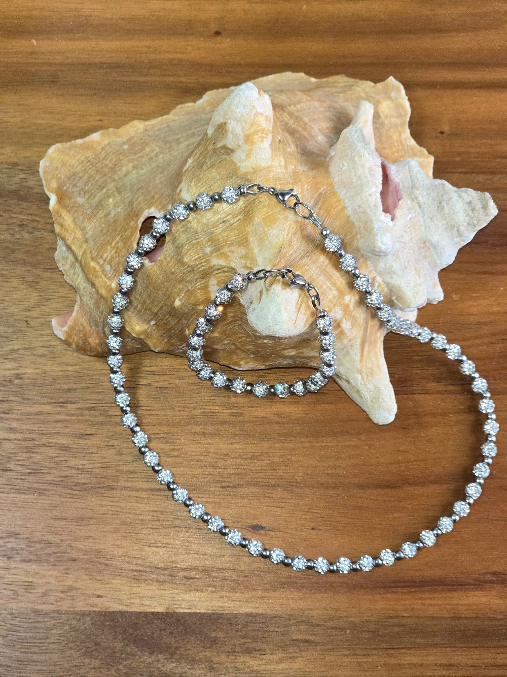 Image of Disco ball bling iced out necklace and bracelet set