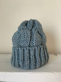 Image 3 of Beanie - Pastel Blue cable £58.00