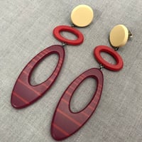 Image 2 of NEW Claret long drop ellipse earrings