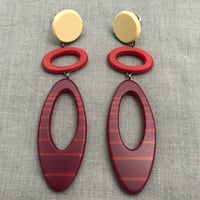 Image 1 of NEW Claret long drop ellipse earrings