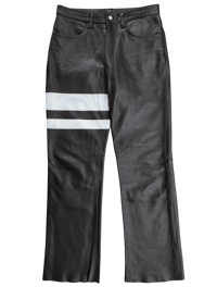 Image 1 of Kadoya Black Leather Striped Pants - 36