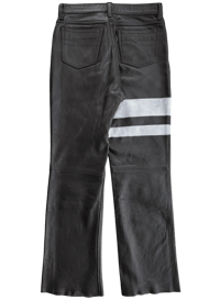 Image 2 of Kadoya Black Leather Striped Pants - 36