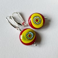 Image 2 of Red Earrings with Lemon Murrini