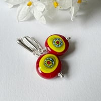 Image 1 of Red Earrings with Lemon Murrini