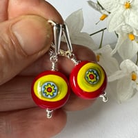 Image 5 of Red Earrings with Lemon Murrini