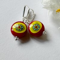 Image 6 of Red Earrings with Lemon Murrini