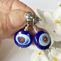 Image 2 of Blue Earrings with Murrini